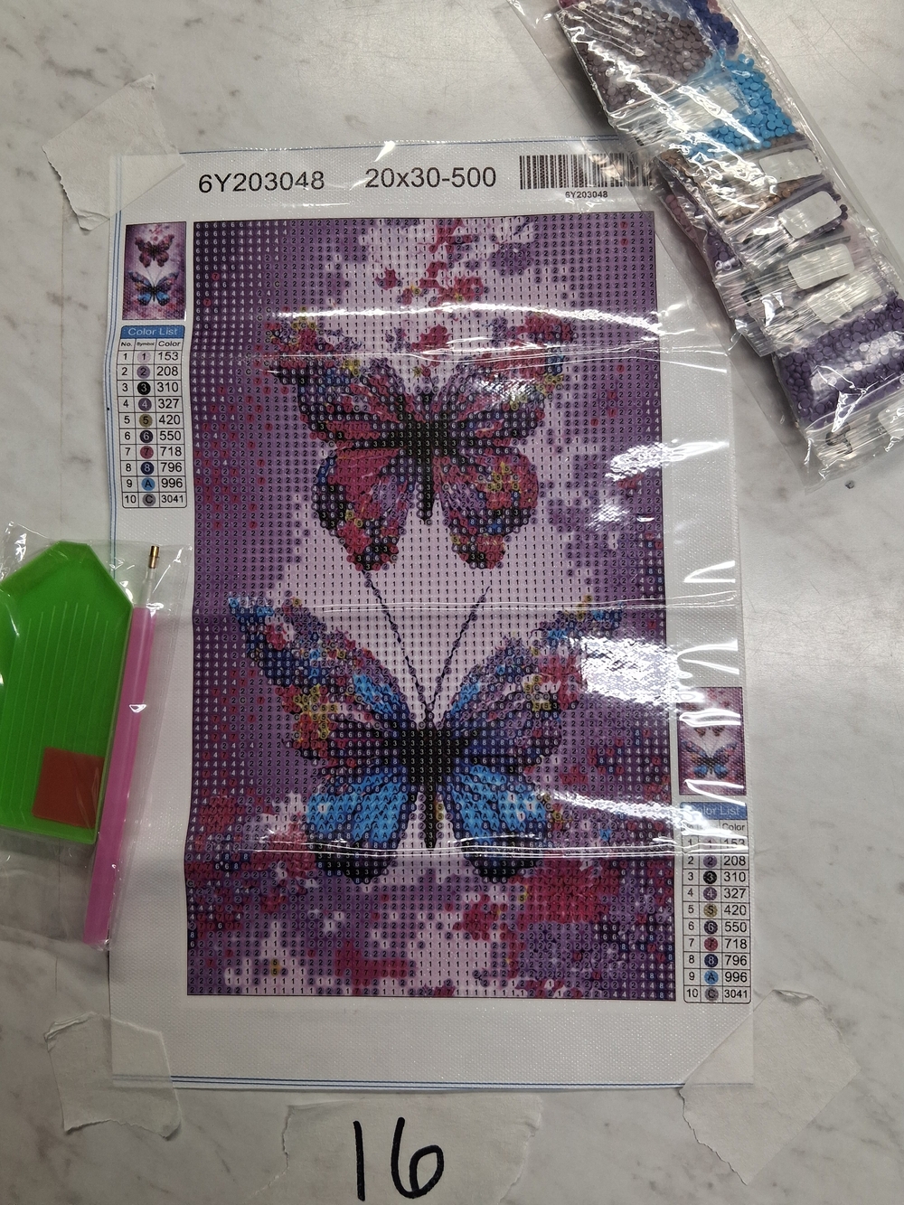 Butterfly Diamond Art Canvas - Purple with Blue & Pink Accents